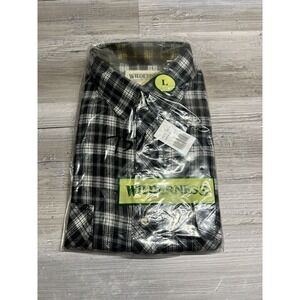 VINTAGE Wilderness Plaid Flannel Button Up‎ Shirt Men's Size Large